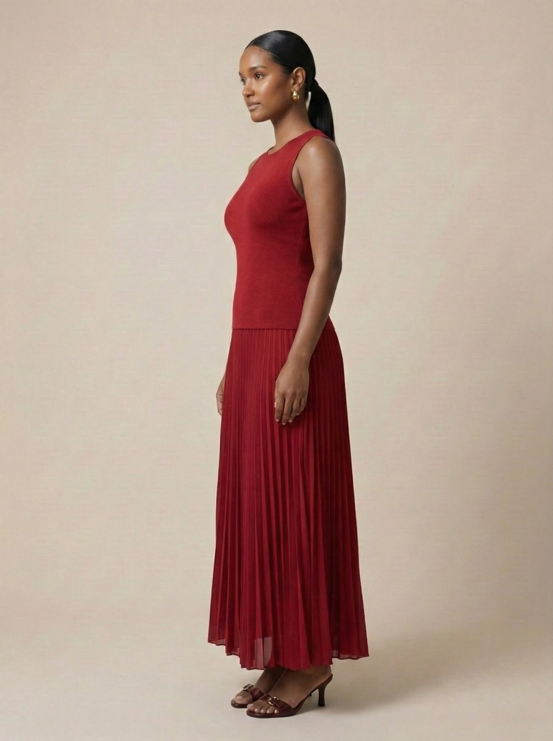 Burgundy Sheer Bottom Dress