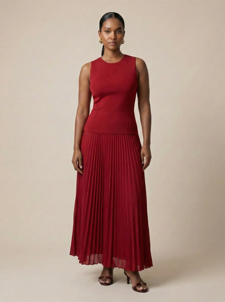 Burgundy Sheer Bottom Dress –