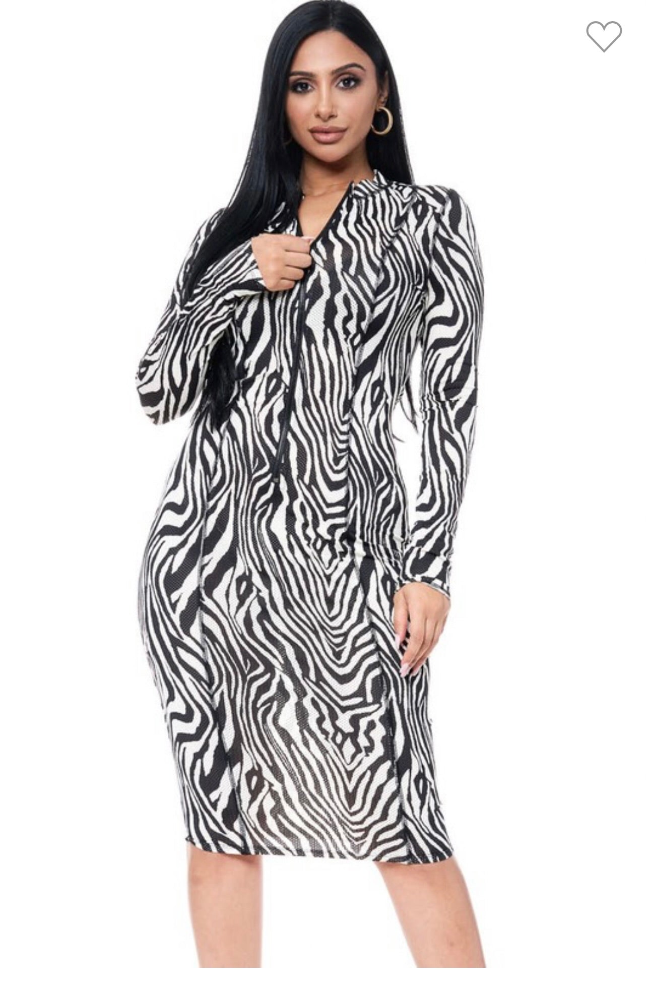 Zebra Print Mesh Dress with Zipper (75)